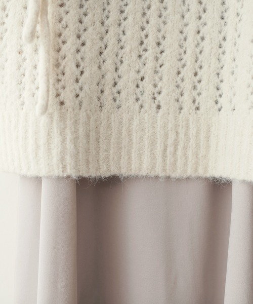 natural couture（ナチュラルクチュール）の「透かしフェザーニット＋キャミワンピースセット（ワンピース・レディース・アイボリー/モカ/ピンク/チャコールグレー・FREE）」の10枚目の写真