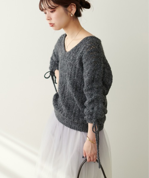 natural couture（ナチュラルクチュール）の「透かしフェザーニット＋キャミワンピースセット（ワンピース・レディース・アイボリー/モカ/ピンク/チャコールグレー・FREE）」の16枚目の写真