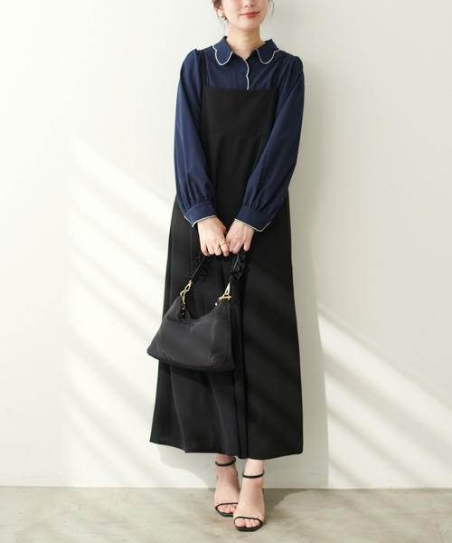 natural couture（ナチュラルクチュール）の「透かしフェザーニット＋キャミワンピースセット（ワンピース・レディース・アイボリー/モカ/ピンク/チャコールグレー・FREE）」の17枚目の写真