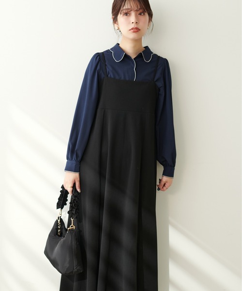 natural couture（ナチュラルクチュール）の「透かしフェザーニット＋キャミワンピースセット（ワンピース・レディース・アイボリー/モカ/ピンク/チャコールグレー・FREE）」の18枚目の写真