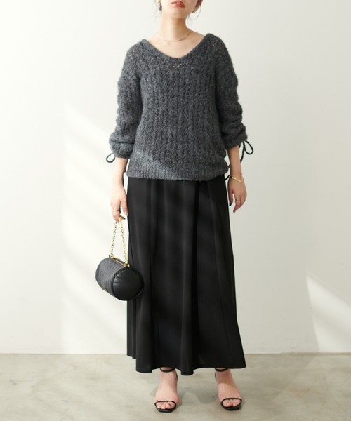 natural couture（ナチュラルクチュール）の「透かしフェザーニット＋キャミワンピースセット（ワンピース・レディース・アイボリー/モカ/ピンク/チャコールグレー・FREE）」の11枚目の写真