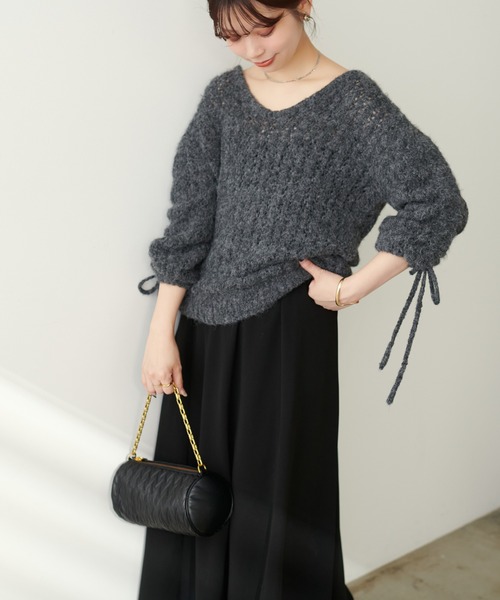 natural couture（ナチュラルクチュール）の「透かしフェザーニット＋キャミワンピースセット（ワンピース・レディース・アイボリー/モカ/ピンク/チャコールグレー・FREE）」の14枚目の写真