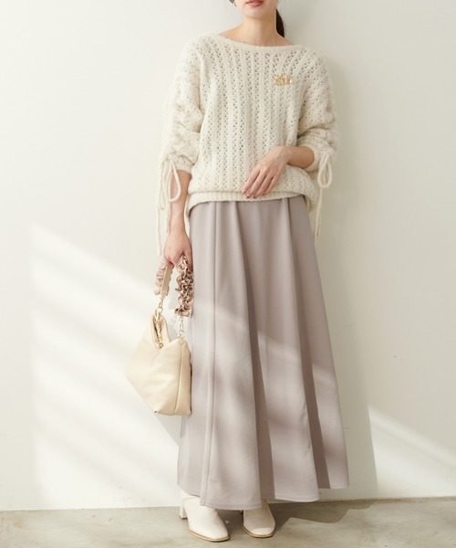 natural couture（ナチュラルクチュール）の「透かしフェザーニット＋キャミワンピースセット（ワンピース・レディース・アイボリー/モカ/ピンク/チャコールグレー・FREE）」の5枚目の写真