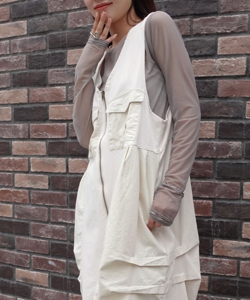 CORNERS（コーナーズ）の「デニム切り替えジャンスカ（ジャンパースカート・レディース・インディゴブルー/キナリ/ブラック/カーキ・FREE）」の21枚目の写真