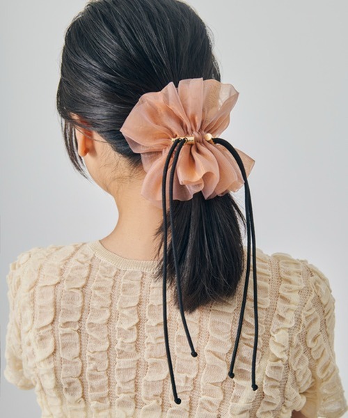 GOLDY（ゴールディ）の「【GOLDY】別注カラー＆新色追加！ドローストリング シアー シュシュ / 6240503/6250751 パーティー/結婚式/オケージョン/謝恩会/成人式/同窓会/お呼ばれ（シュシュ・レディース・グレー/カーキ/ブラック/ホワイト/ブルー/ワイン/その他1/その他2/ゴールド/ピンク/グリーン/ホワイト系その他2/ブルー系その他2/ライトピンク/ブルー系その他3・FREE）」の10枚目の写真