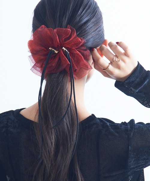 GOLDY（ゴールディ）の「【GOLDY】別注カラー＆新色追加！ドローストリング シアー シュシュ / 6240503/6250751 パーティー/結婚式/オケージョン/謝恩会/成人式/同窓会/お呼ばれ（シュシュ・レディース・グレー/カーキ/ブラック/ホワイト/ブルー/ワイン/その他1/その他2/ゴールド/ピンク/グリーン/ホワイト系その他2/ブルー系その他2/ライトピンク/ブルー系その他3・FREE）」の12枚目の写真