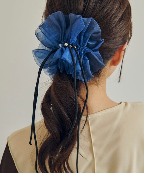 GOLDY（ゴールディ）の「【GOLDY】別注カラー＆新色追加！ドローストリング シアー シュシュ / 6240503/6250751 パーティー/結婚式/オケージョン/謝恩会/成人式/同窓会/お呼ばれ（シュシュ・レディース・グレー/カーキ/ブラック/ホワイト/ブルー/ワイン/その他1/その他2/ゴールド/ピンク/グリーン/ホワイト系その他2/ブルー系その他2/ライトピンク/ブルー系その他3・FREE）」の8枚目の写真