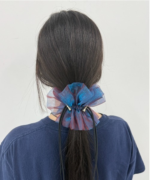 専用ꫛꫀꪝ❤︎ダークオレンジ×ブラウン❤︎チャーム付きシュシュ サテンスエードシュシュ_ダークオレンジ - VOOR | 60% - アジア