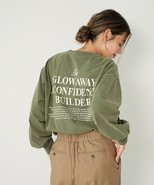 BAYFLOW（ベイフロー）の「[オーバーサイズ]ピグメントロゴロンＴ（Tシャツ/カットソー・レディース・ピンク/チャコール/グリーン/ブラウン/カーキ/オフホワイト・SMALL/MEDIUM）」の4枚目の写真