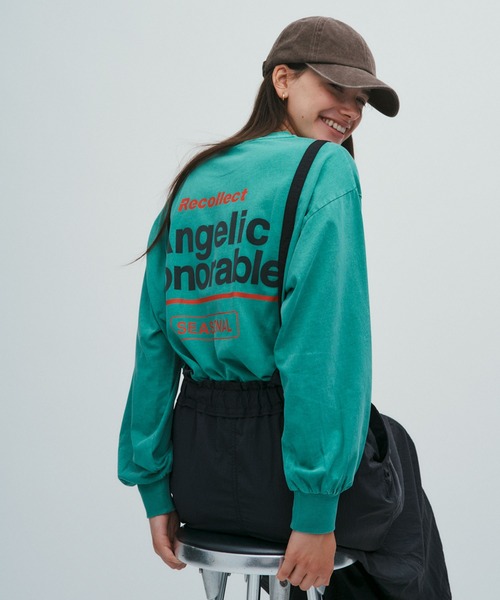 BAYFLOW（ベイフロー）の「[オーバーサイズ]ピグメントロゴロンＴ（Tシャツ/カットソー・レディース・ピンク/チャコール/グリーン/ブラウン/カーキ/オフホワイト・SMALL/MEDIUM）」の5枚目の写真