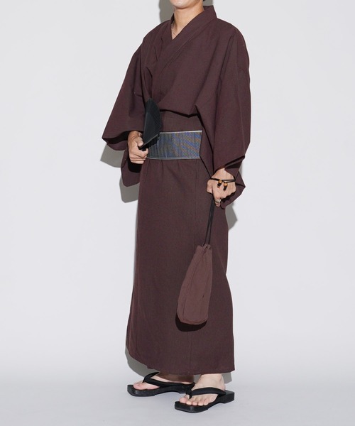 セール】浴衣 メンズ 6点 セット【 浴衣＋帯＋腰帯＋下駄＋扇子