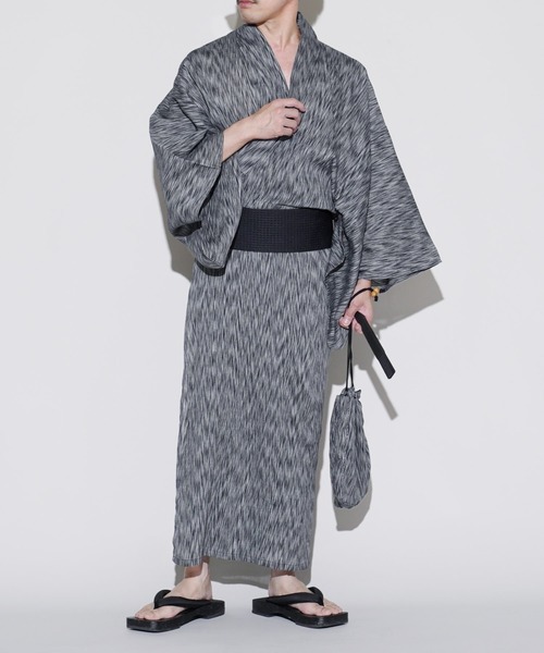 セール】浴衣 メンズ 6点 セット【 浴衣＋帯＋腰帯＋下駄＋扇子