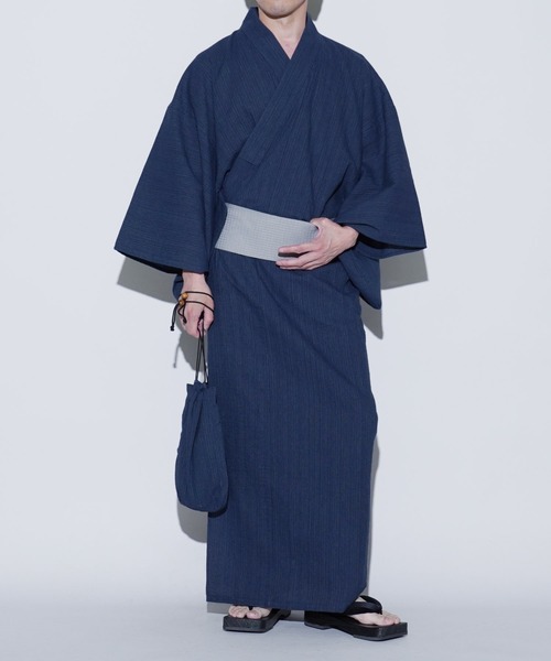 セール】浴衣 メンズ 6点 セット【 浴衣＋帯＋腰帯＋下駄＋扇子