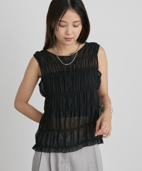「qumerry.」 ノースリーブブラウス SMALL ブラック レディース AMBIDEX Store 〇lasew ノースリーブブラウス(F
