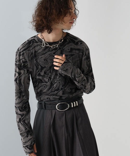 HARE（ハレ）の「シアーマーブルプリントカットソー(HARE)（Tシャツ/カットソー・メンズ・グレー/ブラック・SMALL/MEDIUM）」の2枚目の写真