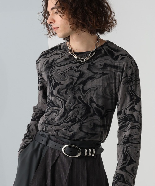 HARE（ハレ）の「シアーマーブルプリントカットソー(HARE)（Tシャツ/カットソー・メンズ・グレー/ブラック・SMALL/MEDIUM）」の6枚目の写真