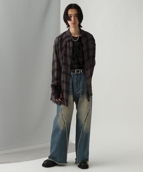 HARE（ハレ）の「シアーマーブルプリントカットソー(HARE)（Tシャツ/カットソー・メンズ・グレー/ブラック・SMALL/MEDIUM）」の3枚目の写真