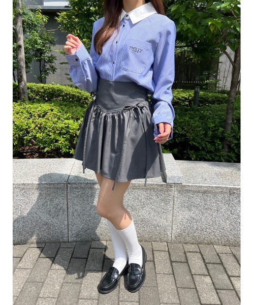 PHILLY（フィリー）の「【PHILLY】ショートラウンドヘムブラウス（シャツ/ブラウス・レディース・ブルー/ホワイト・FREE）」の17枚目の写真