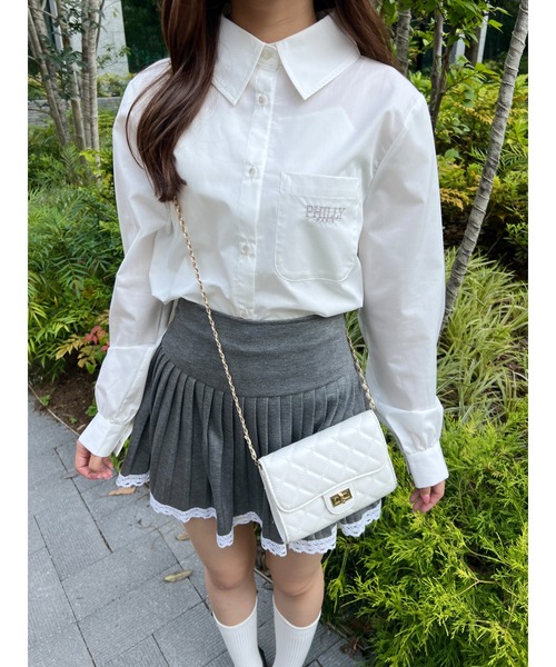 PHILLY（フィリー）の「【PHILLY】ショートラウンドヘムブラウス（シャツ/ブラウス・レディース・ブルー/ホワイト・FREE）」の8枚目の写真