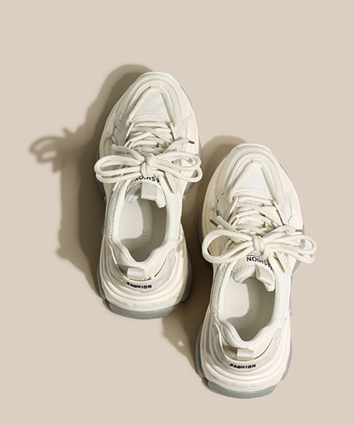 shoes365（シューズスリーシックスファイヴ）の「【shoes365】ダブル紐デザイン厚底メッシュスニーカー（スニーカー・レディース・ブラック/ホワイト・22.5cm/23.0cm/23.5cm/24.0cm/24.5cm/25.0cm）」の7枚目の写真