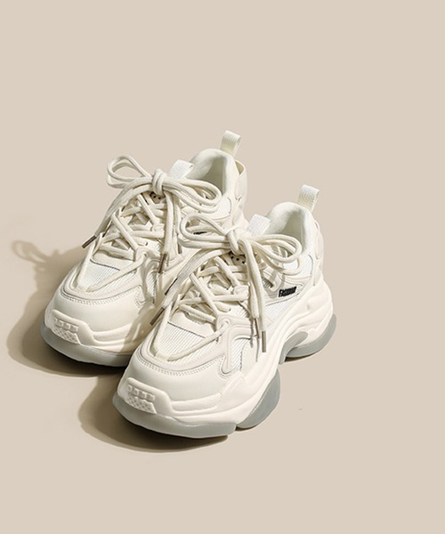 shoes365（シューズスリーシックスファイヴ）の「【shoes365】ダブル紐デザイン厚底メッシュスニーカー（スニーカー・レディース・ブラック/ホワイト・22.5cm/23.0cm/23.5cm/24.0cm/24.5cm/25.0cm）」の9枚目の写真