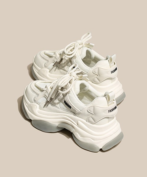 shoes365（シューズスリーシックスファイヴ）の「【shoes365】ダブル紐デザイン厚底メッシュスニーカー（スニーカー・レディース・ブラック/ホワイト・22.5cm/23.0cm/23.5cm/24.0cm/24.5cm/25.0cm）」の11枚目の写真