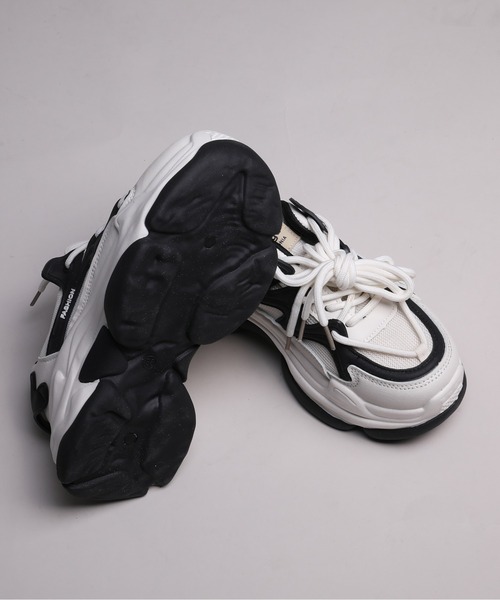 セール】【shoes365】ダブル紐デザイン厚底メッシュスニーカー