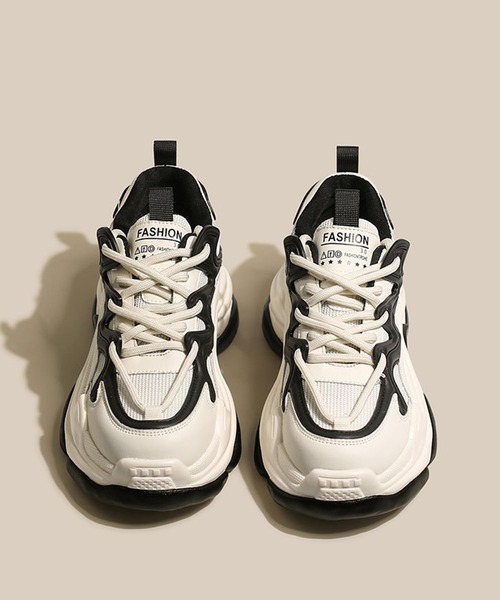 shoes365（シューズスリーシックスファイヴ）の「【shoes365】ダブル紐デザイン厚底メッシュスニーカー（スニーカー・レディース・ブラック/ホワイト・22.5cm/23.0cm/23.5cm/24.0cm/24.5cm/25.0cm）」の19枚目の写真