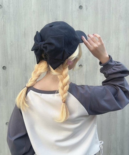 F i.n.t（フィント）の「バックリボンキャップ/fint（キャップ・レディース・ライトピンク/アイボリー/ブラック・FREE）」の2枚目の写真