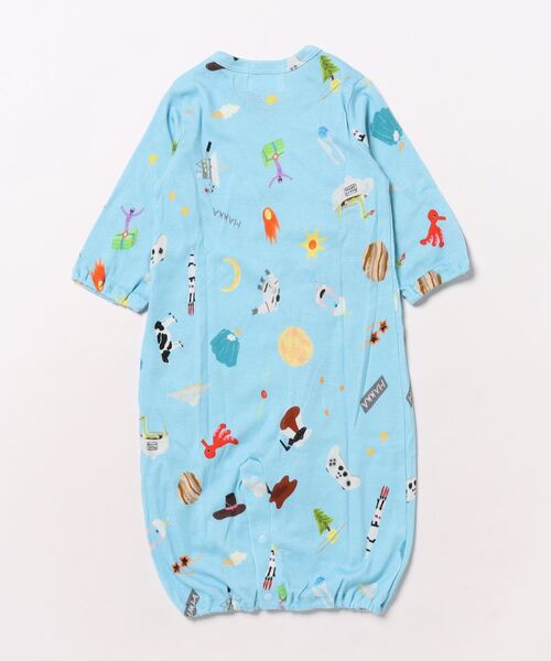 HAKKA BABY（ハッカベビー）の「[ベビー]hakka　kids×Aki　ishibashi　スペースパーティープリント半袖ワンピース（ロンパース・キッズ・ブルー・FREE）」の2枚目の写真