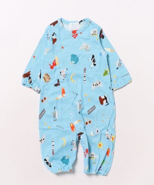 HAKKA BABY（ハッカベビー）の「[ベビー]hakka　kids×Aki　ishibashi　スペースパーティープリント半袖ワンピース（ロンパース・キッズ・ブルー・FREE）」の3枚目の写真