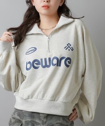BEWAREロゴ ハーフジップスウェット