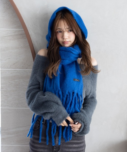 セール】【11色展開】フリンジボリュームマフラー[厚手 もこもこ感