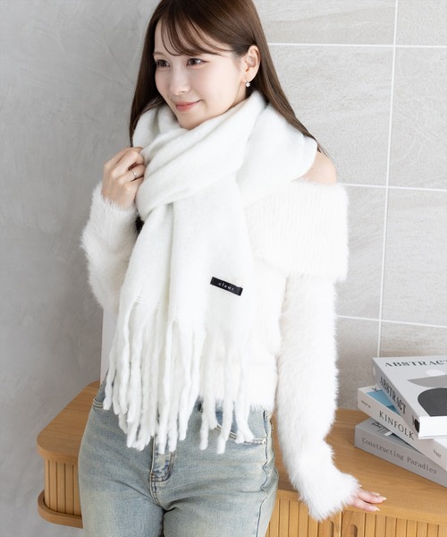 セール】【11色展開】フリンジボリュームマフラー[厚手 もこもこ感