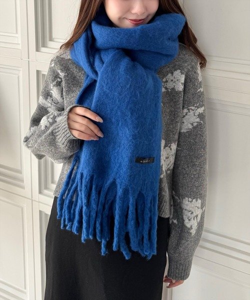 clear（クリア）の「【11色展開】フリンジボリュームマフラー[厚手　もこもこ感　大人 カジュアル 着回し抜群 ]≪再入荷≫（マフラー・レディース・レッド/ブルー/サックスブルー/アイボリー/グリーン/ピンク/ブルー系その他/イエロー/マルチ/ピンク系その他/ブラック・F）」の20枚目の写真