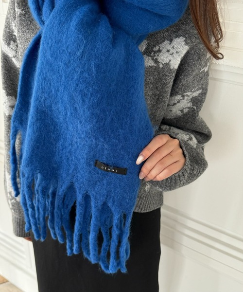 clear（クリア）の「【11色展開】フリンジボリュームマフラー[厚手　もこもこ感　大人 カジュアル 着回し抜群 ]≪再入荷≫（マフラー・レディース・レッド/ブルー/サックスブルー/アイボリー/グリーン/ピンク/ブルー系その他/イエロー/マルチ/ピンク系その他/ブラック・F）」の19枚目の写真