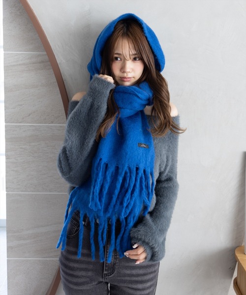 セール】【11色展開】フリンジボリュームマフラー[厚手 もこもこ感