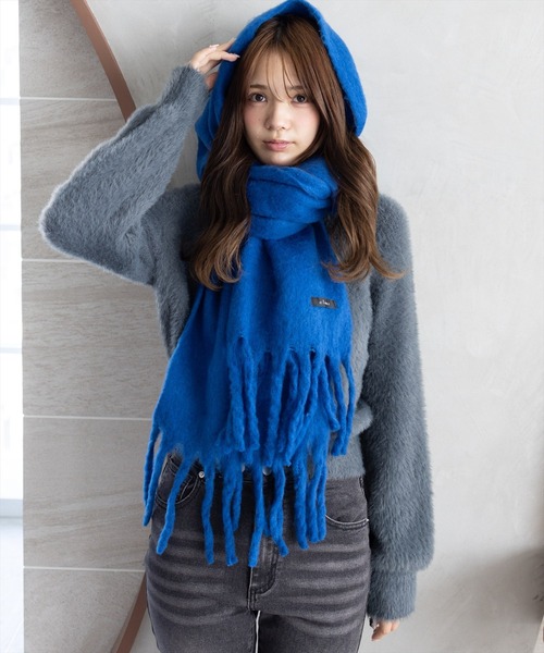 セール】【11色展開】フリンジボリュームマフラー[厚手 もこもこ感