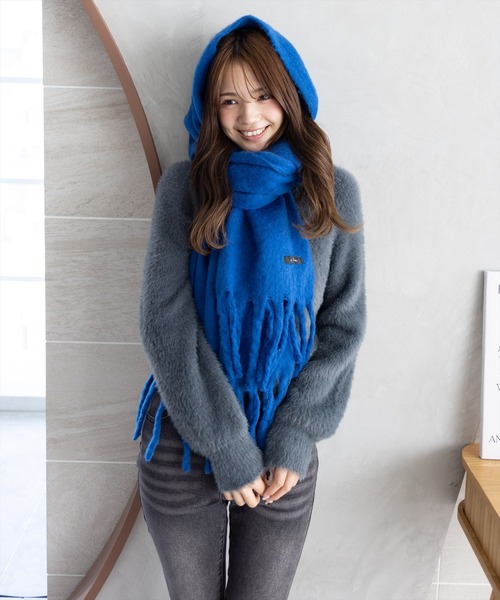 セール】【11色展開】フリンジボリュームマフラー[厚手 もこもこ感