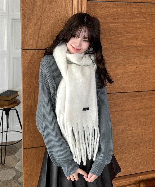 セール】【11色展開】フリンジボリュームマフラー[厚手 もこもこ感