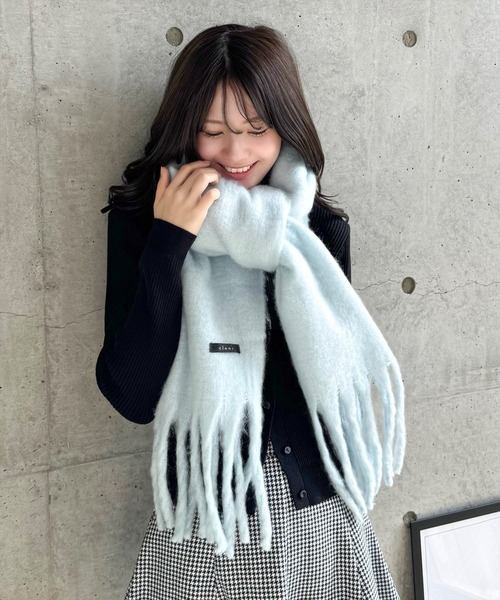 セール】【11色展開／人気定番】フリンジボリュームマフラー[厚手