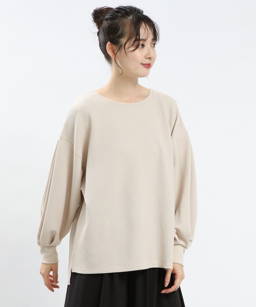 GLOBAL WORK Smile Seed Store（グローバルワーク スマイルシードストア）の「フクレジャガード袖ボリューム/121896（Tシャツ/カットソー・レディース・モカ/チャコール/ブラック/グレイッシュベージュ・X-LARGE/LARGE/SMALL/MEDIUM）」の10枚目の写真