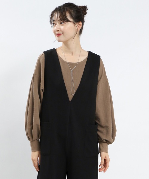 GLOBAL WORK Smile Seed Store（グローバルワーク スマイルシードストア）の「フクレジャガード袖ボリューム/121896（Tシャツ/カットソー・レディース・モカ/チャコール/ブラック/グレイッシュベージュ・X-LARGE/LARGE/SMALL/MEDIUM）」の15枚目の写真