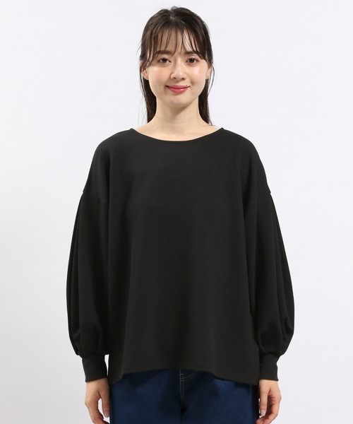 GLOBAL WORK Smile Seed Store（グローバルワーク スマイルシードストア）の「フクレジャガード袖ボリューム/121896（Tシャツ/カットソー・レディース・モカ/チャコール/ブラック/グレイッシュベージュ・X-LARGE/LARGE/SMALL/MEDIUM）」の17枚目の写真