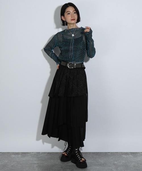 HARE（ハレ）の「デザインラメシアートップス(HARE)（Tシャツ/カットソー・レディース・ブラック/レッド/ネイビー/パープル/ブラック×シルバー/ブルー/ブルー系その他/イエロー/パープル系その他/ブラック系その他/グリーン/ピンク/ブルー系その他2・FREE）」の18枚目の写真