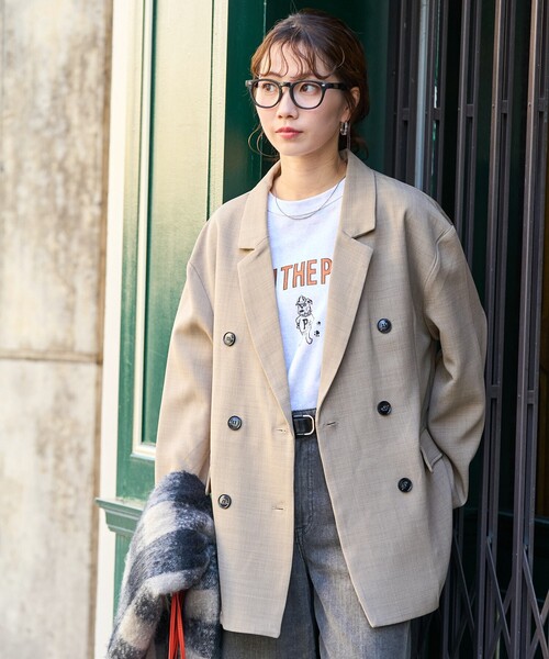 FREAK'S STORE（フリークスストア）の「限定展開　ダブル テーラード ジャケット（テーラードジャケット・レディース・ベージュ/グレー/ブラック・ﾌﾘ-）」の5枚目の写真