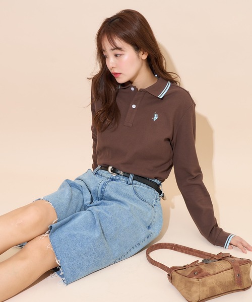 PUBLUX（パブリュクス）の「U.S. POLO ASSN. × PUBLUX/ユーエスポロアッスン 襟ライン入り鹿の子ポロシャツ　限定展開（Tシャツ/カットソー・レディース・ナチュラル/ブラック/イエロー/ネイビー/ブラウン・ﾌﾘ-）」の16枚目の写真