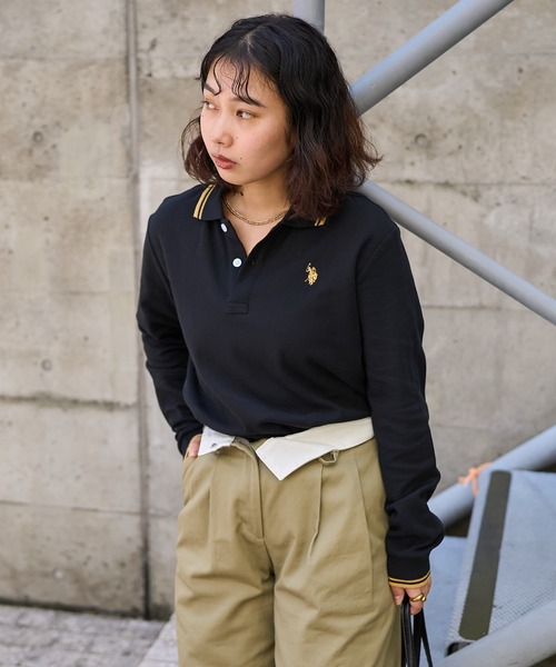 PUBLUX（パブリュクス）の「U.S. POLO ASSN. × PUBLUX/ユーエスポロアッスン 襟ライン入り鹿の子ポロシャツ　限定展開（Tシャツ/カットソー・レディース・ナチュラル/ブラック/イエロー/ネイビー/ブラウン・ﾌﾘ-）」の6枚目の写真