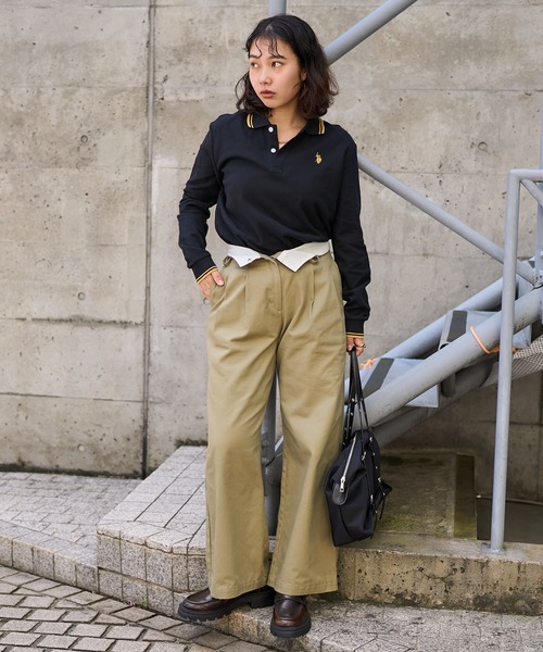 PUBLUX（パブリュクス）の「U.S. POLO ASSN. × PUBLUX/ユーエスポロアッスン 襟ライン入り鹿の子ポロシャツ　限定展開（Tシャツ/カットソー・レディース・ナチュラル/ブラック/イエロー/ネイビー/ブラウン・ﾌﾘ-）」の7枚目の写真