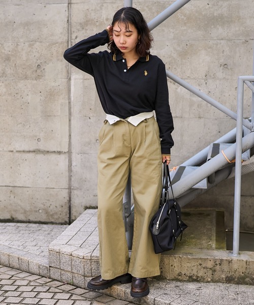 PUBLUX（パブリュクス）の「U.S. POLO ASSN. × PUBLUX/ユーエスポロアッスン 襟ライン入り鹿の子ポロシャツ　限定展開（Tシャツ/カットソー・レディース・ナチュラル/ブラック/イエロー/ネイビー/ブラウン・ﾌﾘ-）」の8枚目の写真